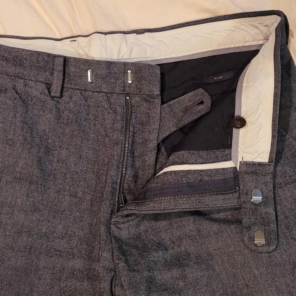 J.Crew Bowery Slim Fit Cotton Dress Pants Men's Trousers, Size 32x34, Gray